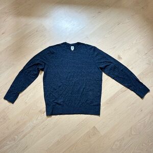 Heathered Navy Blue Knit Long Sleeve Mens